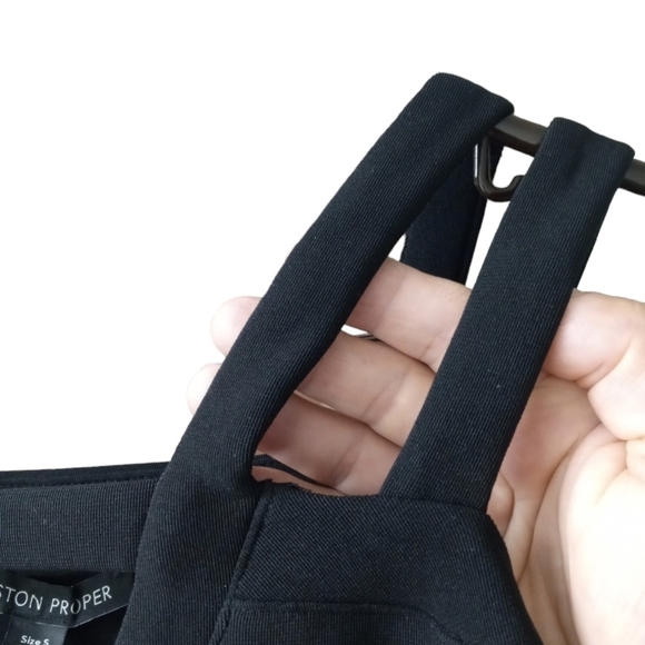 Boston Proper Open Shoulder Elegant Classy Business Casual LS Solid Black Top S - Picture 5 of 10